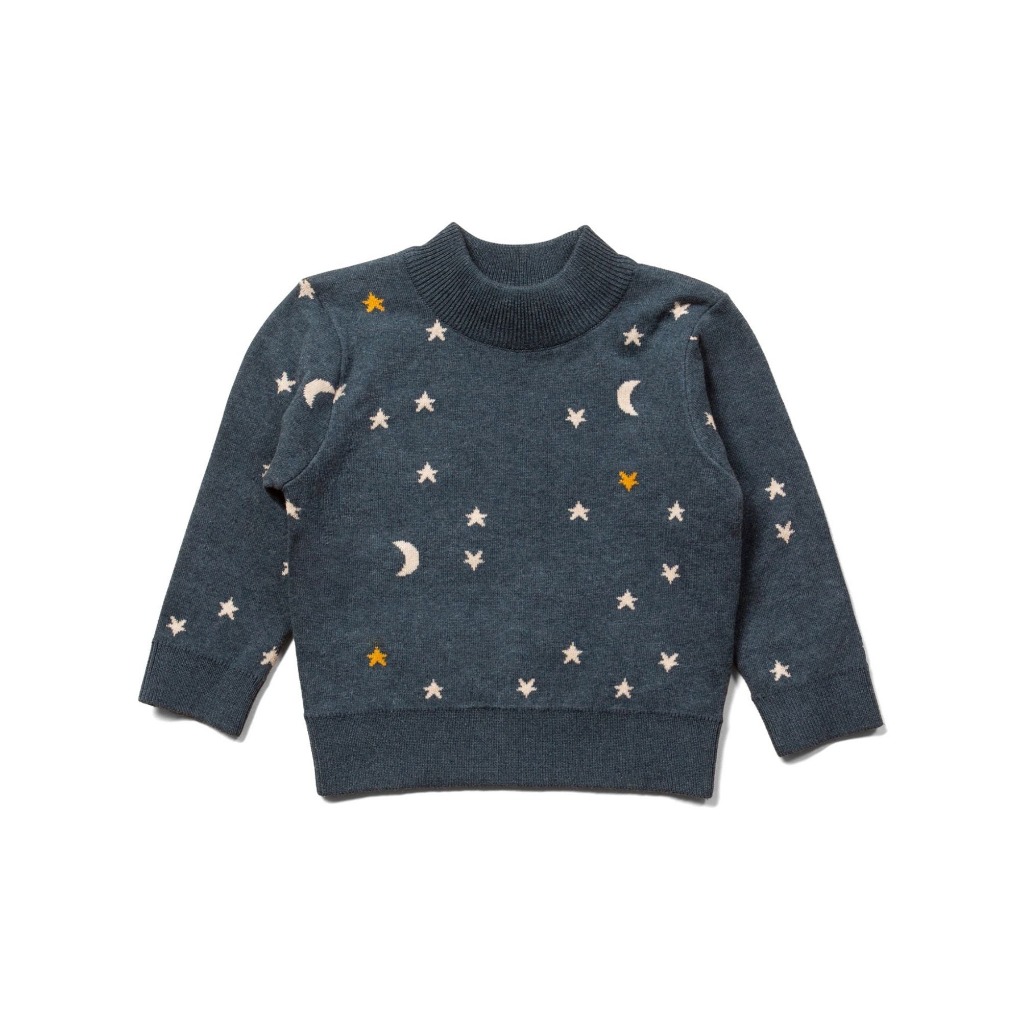 From One To Another Navy Golden Stars Knitted Sweater - 1 Left Size 3-4 years-Little Green Radicals-Modern Rascals