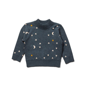 From One To Another Navy Golden Stars Knitted Sweater - 1 Left Size 3-4 years-Little Green Radicals-Modern Rascals