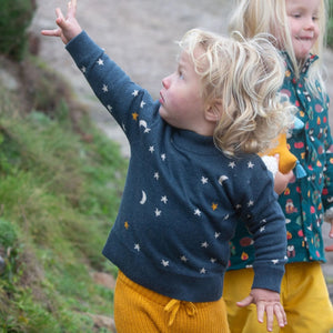 From One To Another Navy Golden Stars Knitted Sweater - 2 Left Size 3-4 & 4-5 years-Little Green Radicals-Modern Rascals
