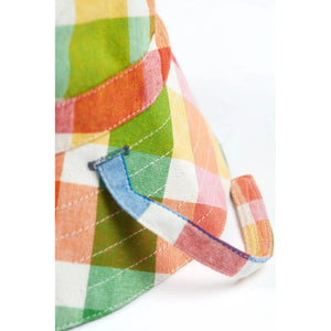 Frugi Reversible Hat in Rainbow Check/Chambray - 1 Left Size 8-10 Years-Warehouse Find-Modern Rascals