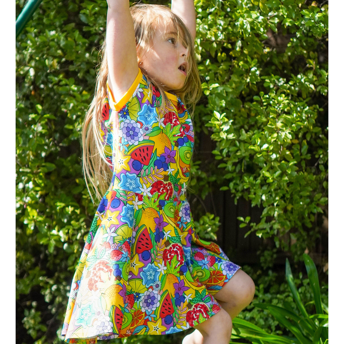 Fruit Salad Short Sleeve Dress - 1 Left Size 9-10 years-Uddevalla Barn-Modern Rascals