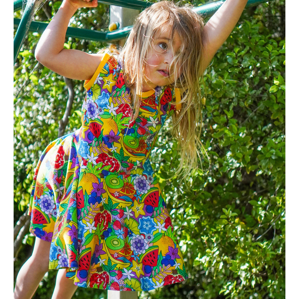 Fruit Salad Short Sleeve Dress - 1 Left Size 9-10 years-Uddevalla Barn-Modern Rascals