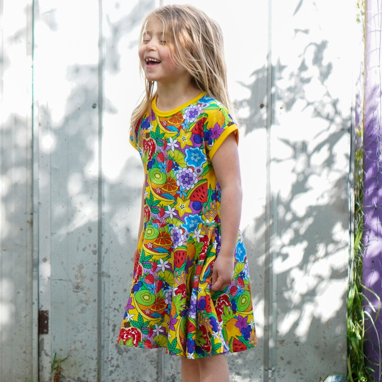 Fruit Salad Short Sleeve Dress - 1 Left Size 9-10 years-Uddevalla Barn-Modern Rascals