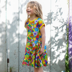 Fruit Salad Short Sleeve Dress - 1 Left Size 9-10 years-Uddevalla Barn-Modern Rascals