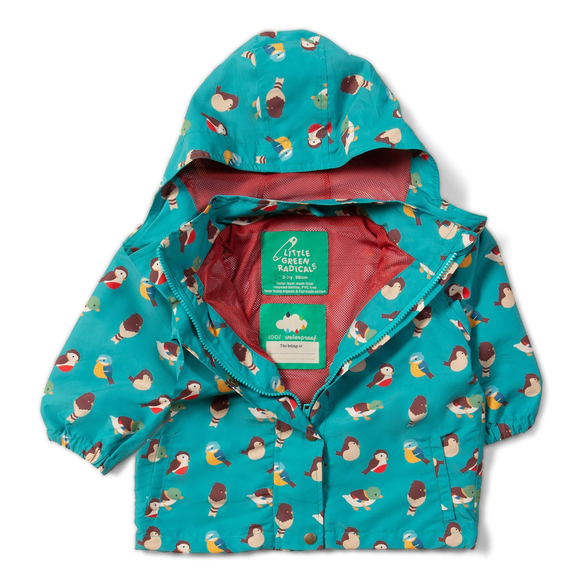 Garden Birds Recycled Waterproof Windbreaker Jacket - 1 Left Size 7-8 years-Little Green Radicals-Modern Rascals