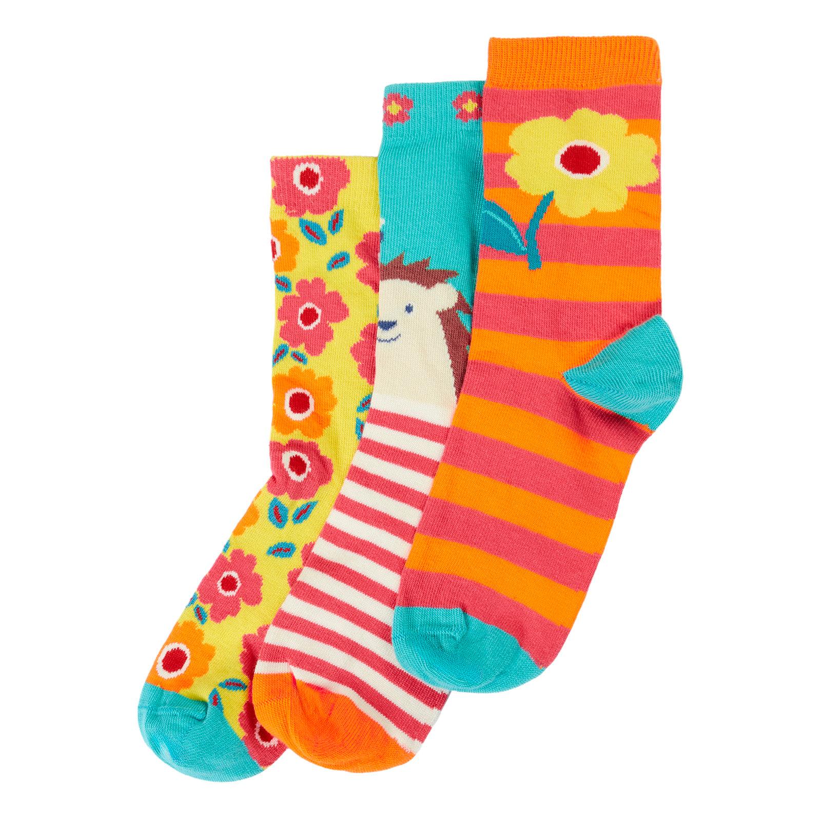 Garden Rock My Socks - 3 Pack - 2 Left Size 4-6 & 8-10 years-Frugi-Modern Rascals