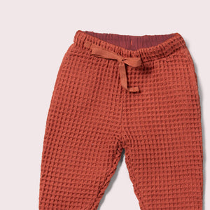 Ginger Chunky Waffle Comfy Trousers - 1 Left Size 3-4 years-Little Green Radicals-Modern Rascals