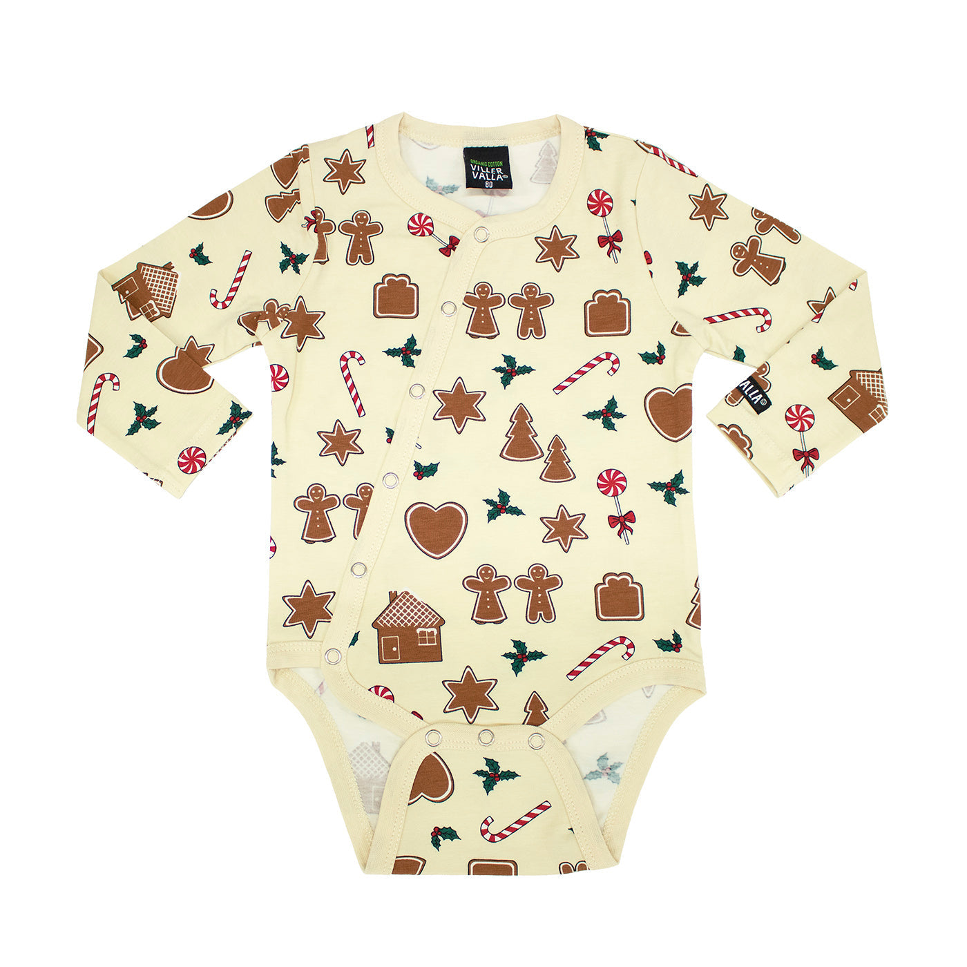 Gingerbread Long Sleeve Onesie with Slanted Opening in Oat - 1 Left Size 9-12 months-Villervalla-Modern Rascals