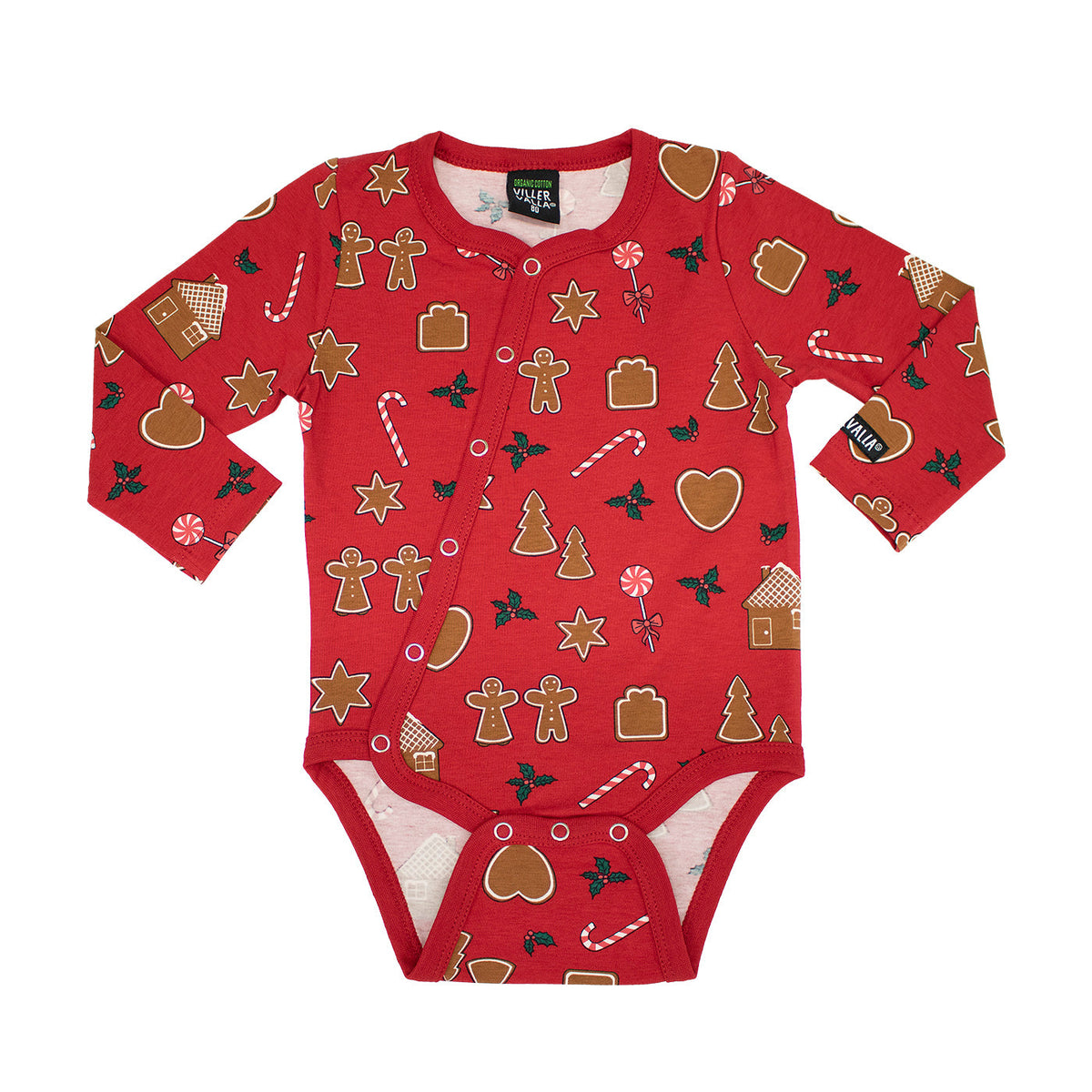 Gingerbread Long Sleeve Onesie with Slanted Opening in Tango - 2 Left Size 6-9 & 9-12 months-Villervalla-Modern Rascals