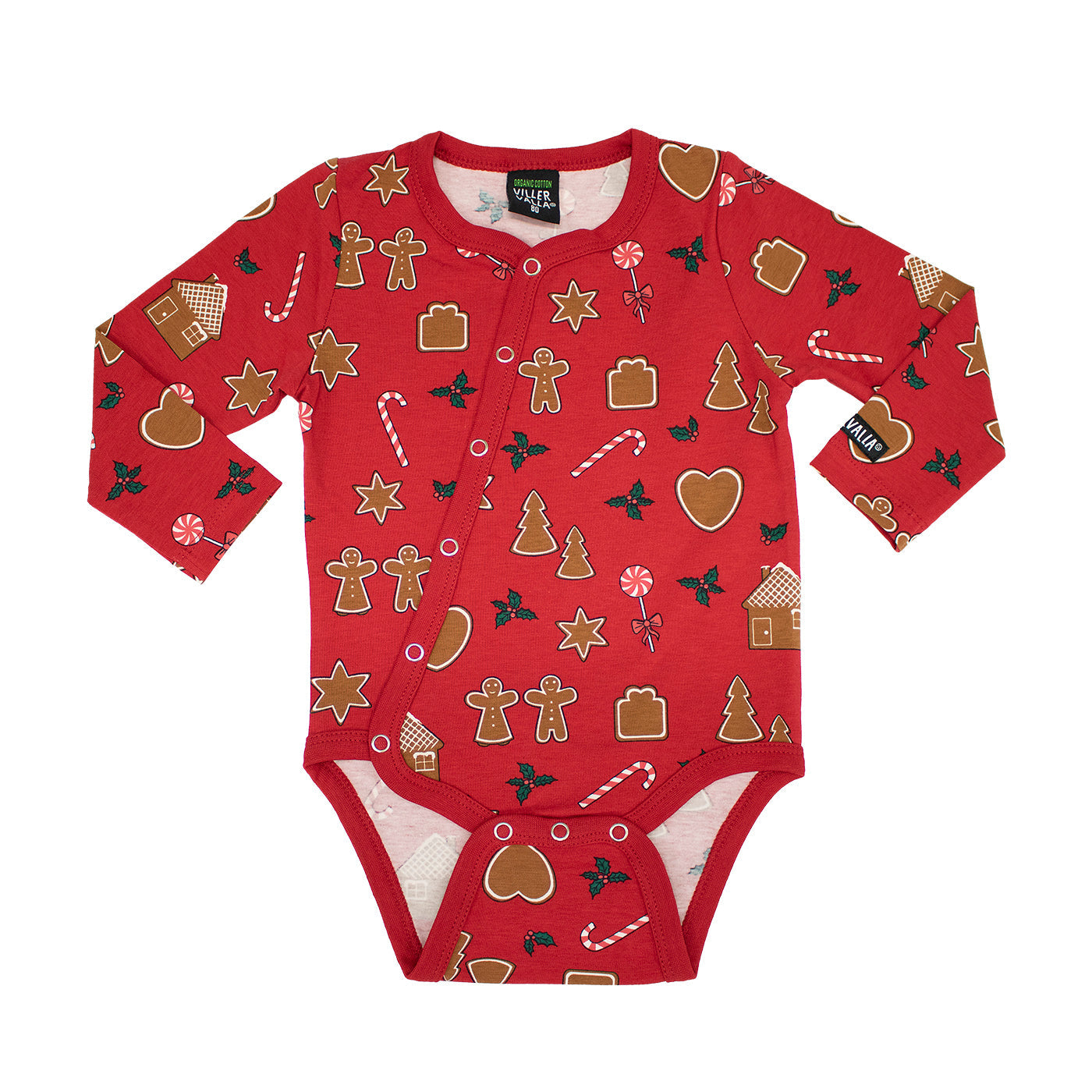 Gingerbread Long Sleeve Onesie with Slanted Opening in Tango - 2 Left Size 6-9 & 9-12 months-Villervalla-Modern Rascals