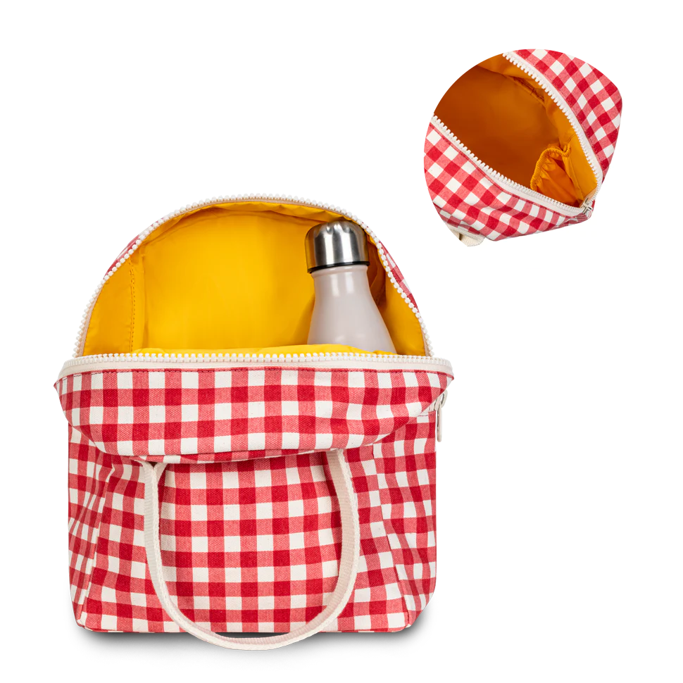 Gingham Red Zippered Lunch Bag-Fluf-Modern Rascals