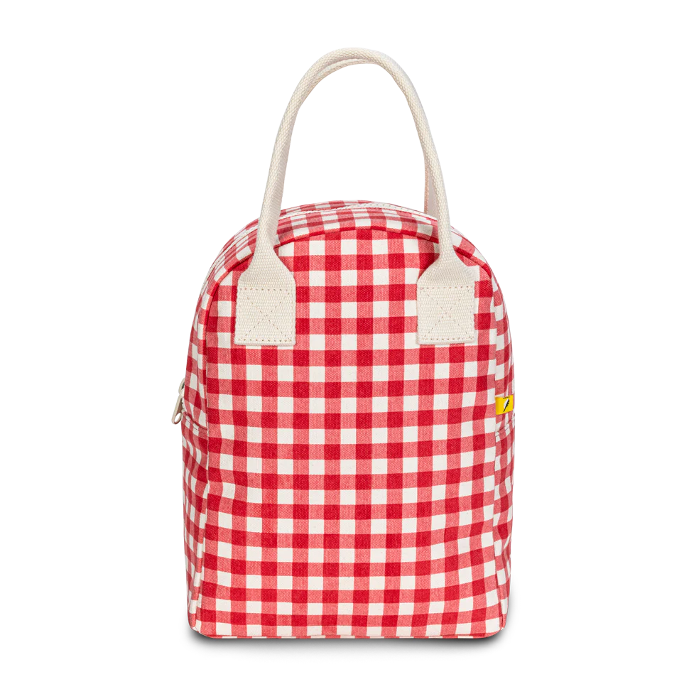 Gingham Red Zippered Lunch Bag-Fluf-Modern Rascals
