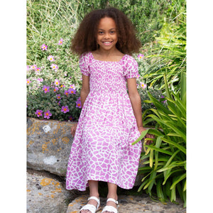 Giraffe Short Sleeve Shirred Dress - 1 Left Size 2-3 years-Kite-Modern Rascals