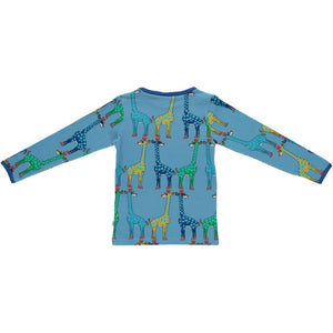 Giraffes Long Sleeve Shirt - Blue Grotto - 2 Left Size 7-8 & 9-10 years-Smafolk-Modern Rascals