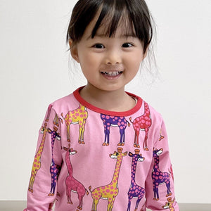 Giraffes Long Sleeve Shirt - Sea Pink - 2 Left Size 4-5 & 9-10 years-Smafolk-Modern Rascals