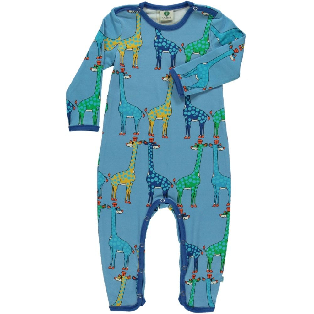 Giraffes Long Sleeve Suit in Blue Grotto - 2 Left Size 1-3 & 3-6 months-Smafolk-Modern Rascals