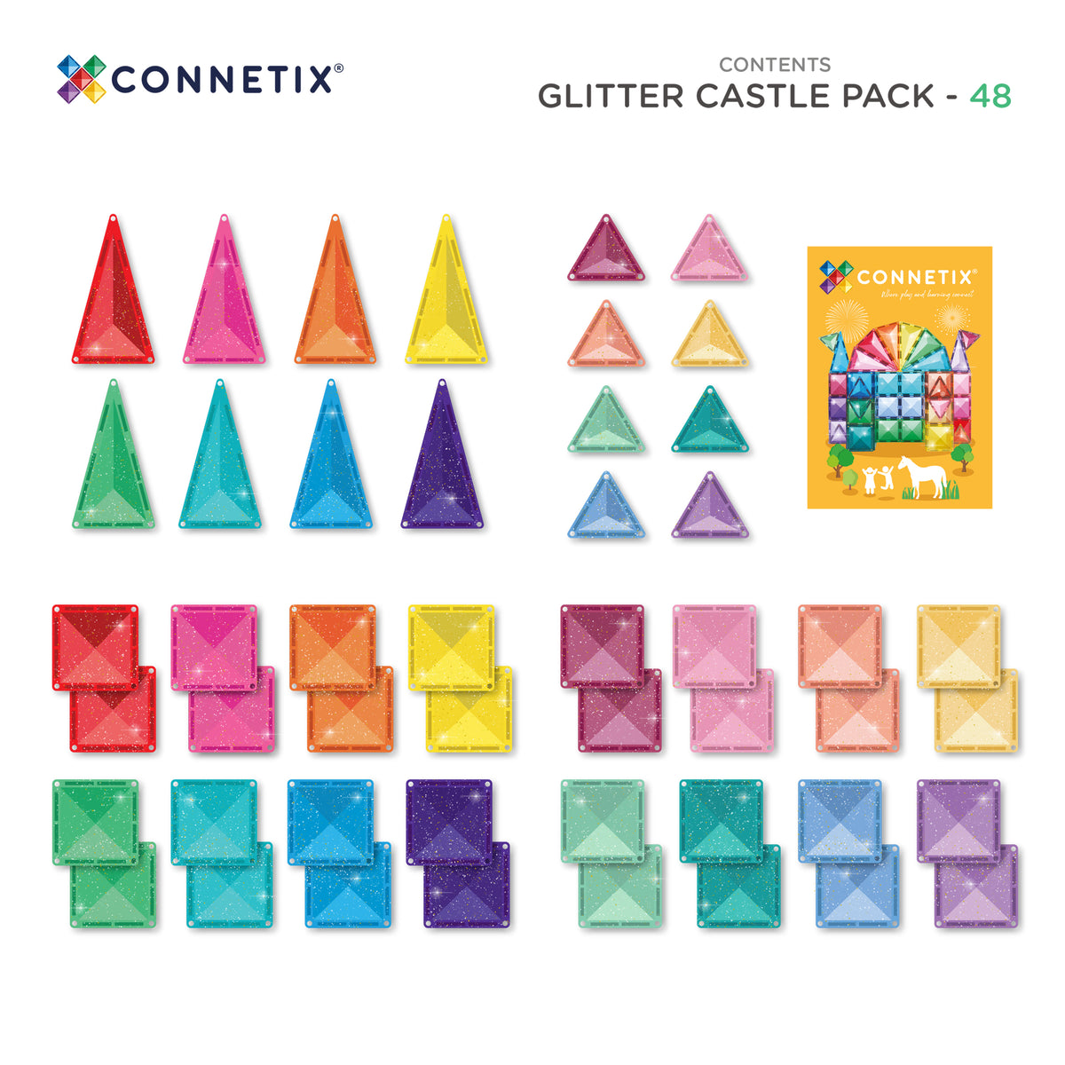 Glitter Castle Pack - 48 Pieces-Connetix-Modern Rascals