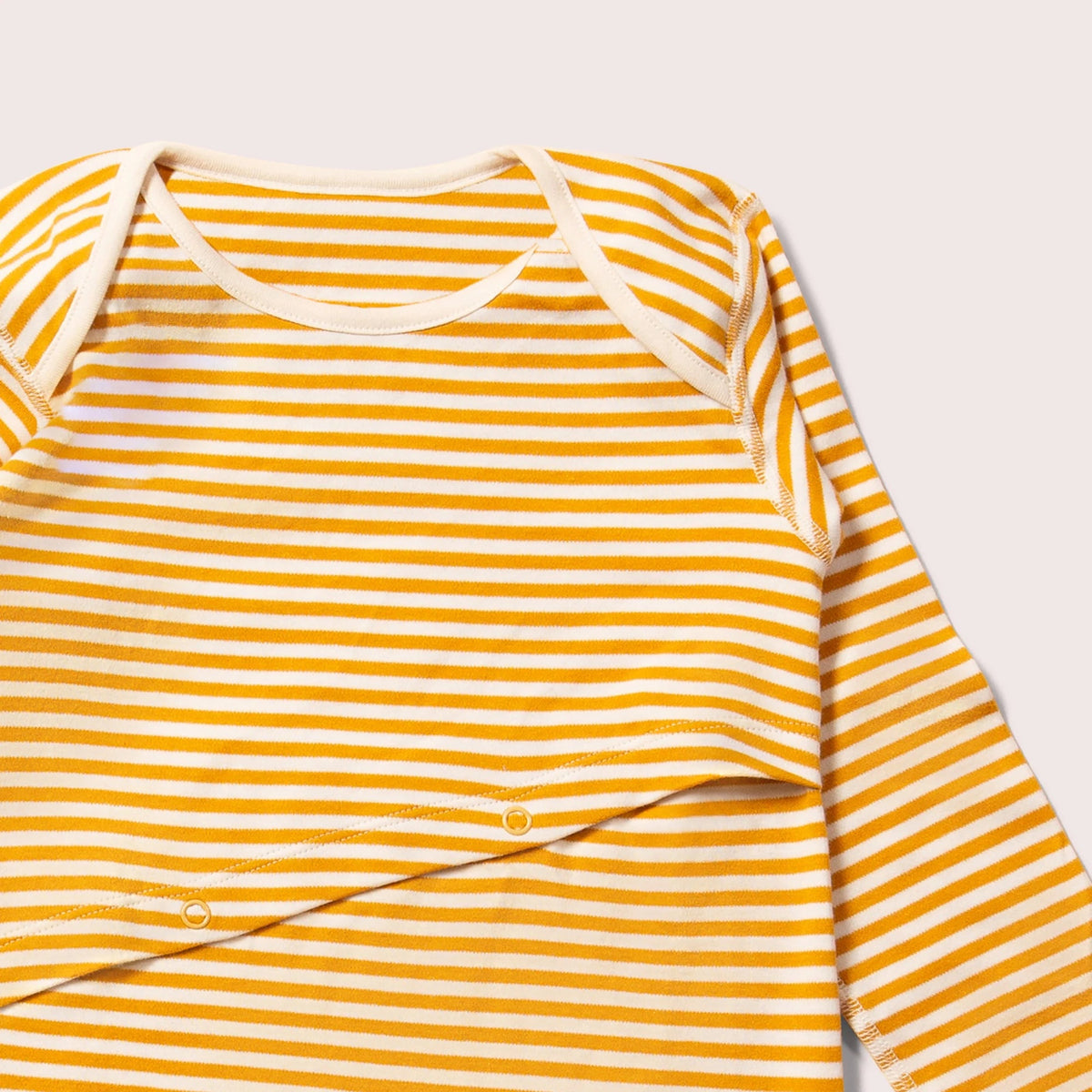 Gold Striped Easy Feeding Adaptive Long Sleeve Onesie-Little Green Radicals-Modern Rascals