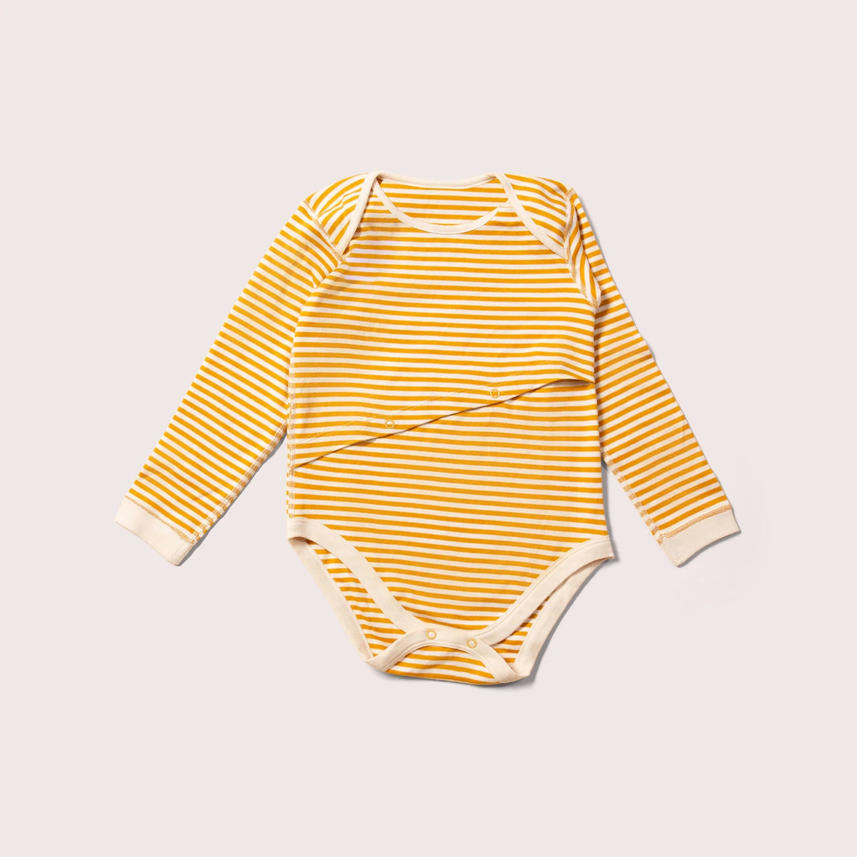 Gold Striped Easy Feeding Adaptive Long Sleeve Onesie-Little Green Radicals-Modern Rascals