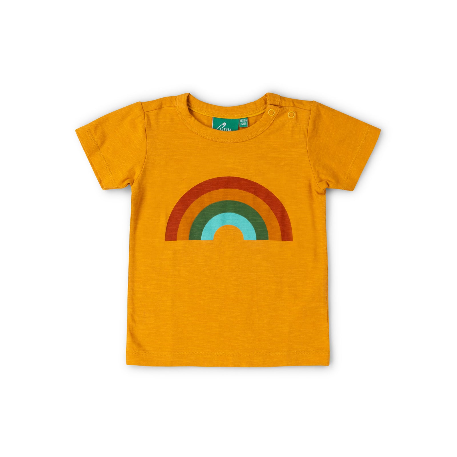 Golden Rainbow Short Sleeve Popper T-Shirt - 1 Left Size 4-5 years-Little Green Radicals-Modern Rascals
