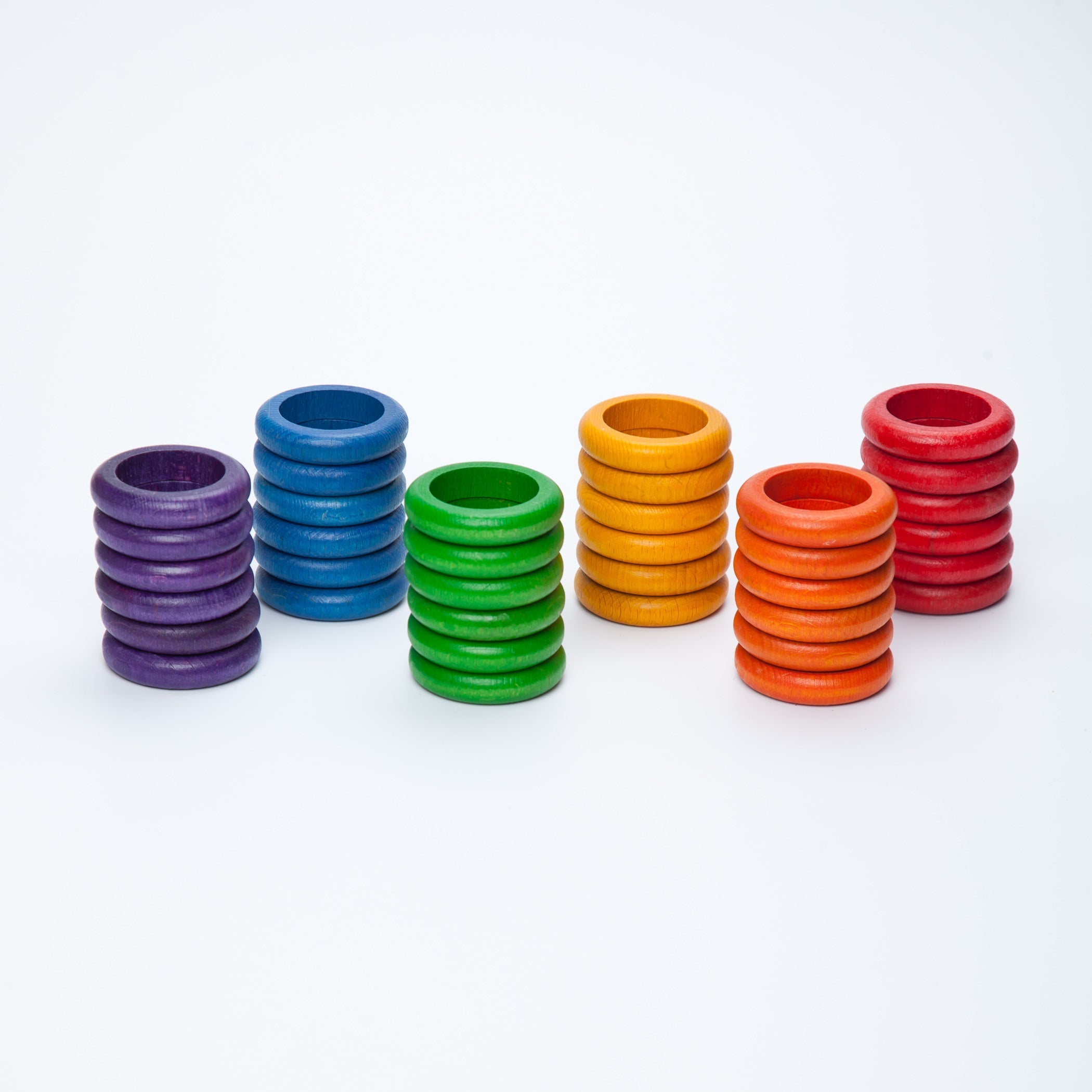 Grapat Coloured Rings - 36 pieces in 6 Rainbow Colours