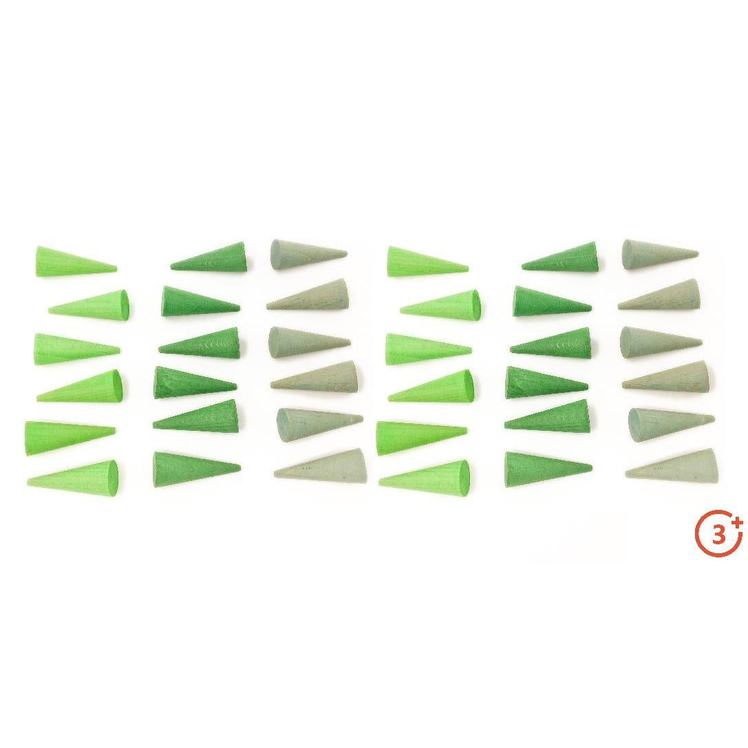Grapat Loose Parts Mini Cones - 36 pieces in Green-Grapat-Modern Rascals