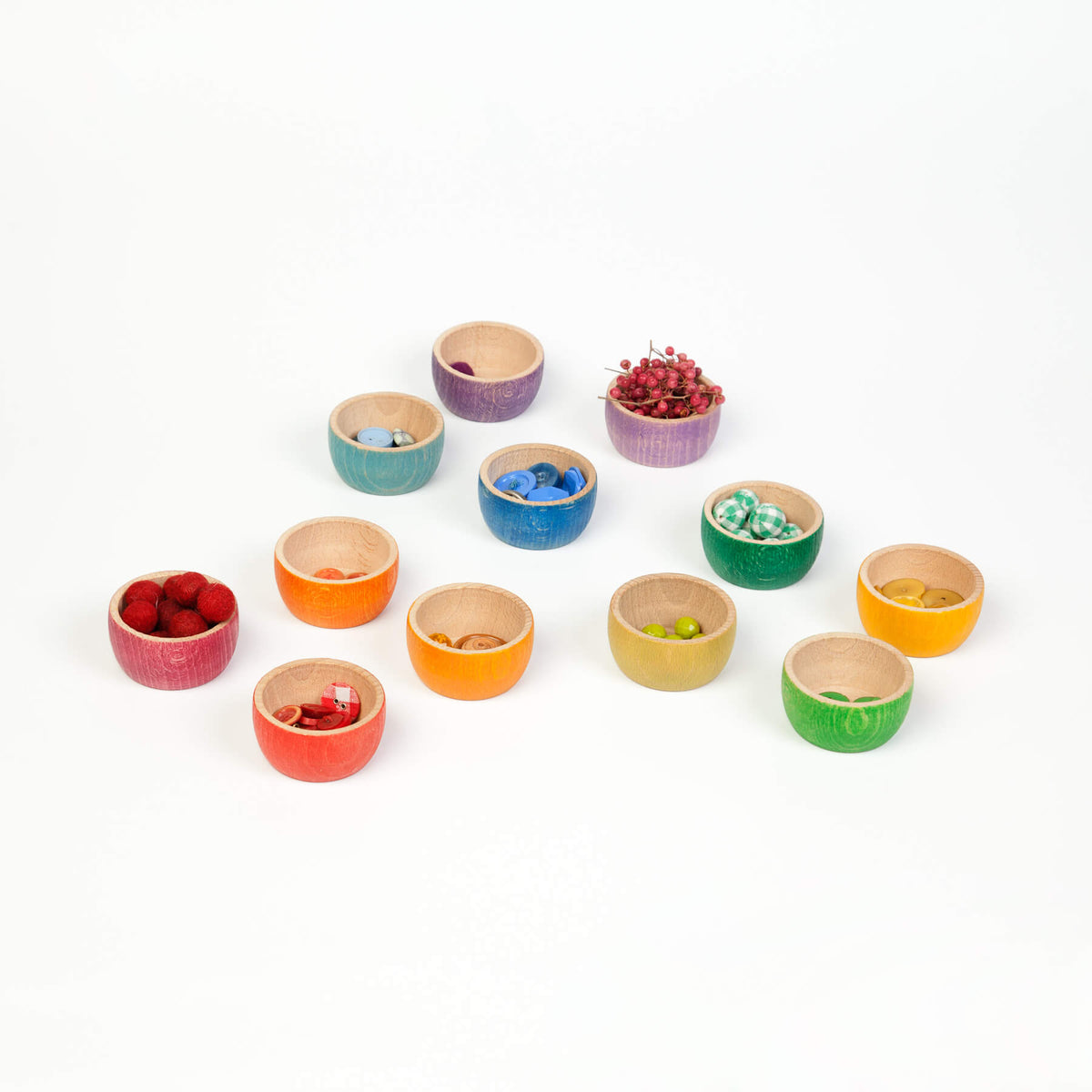 Grapat Wood Coloured Bowls - 12 pcs-Grapat-Modern Rascals