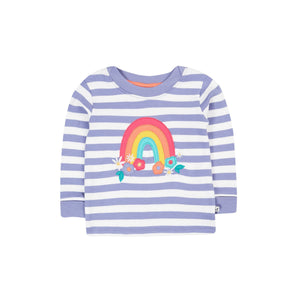 Grape Stripe/Rainbow Louise Applique Top-Frugi-Modern Rascals