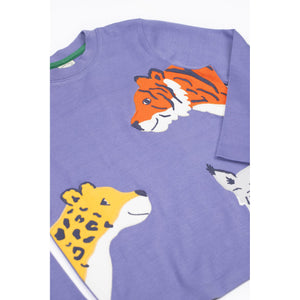 Grape/Big Cats Adventure Applique Top-Frugi-Modern Rascals