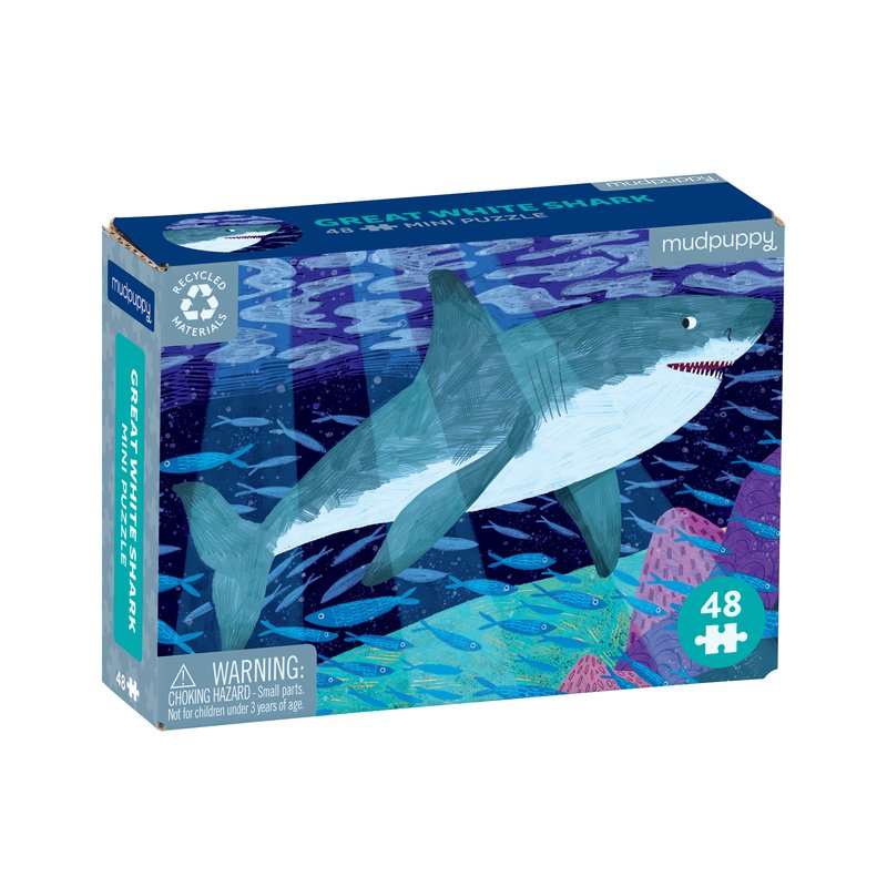 Great White Shark Mini Puzzle - 48 pieces-Mudpuppy-Modern Rascals