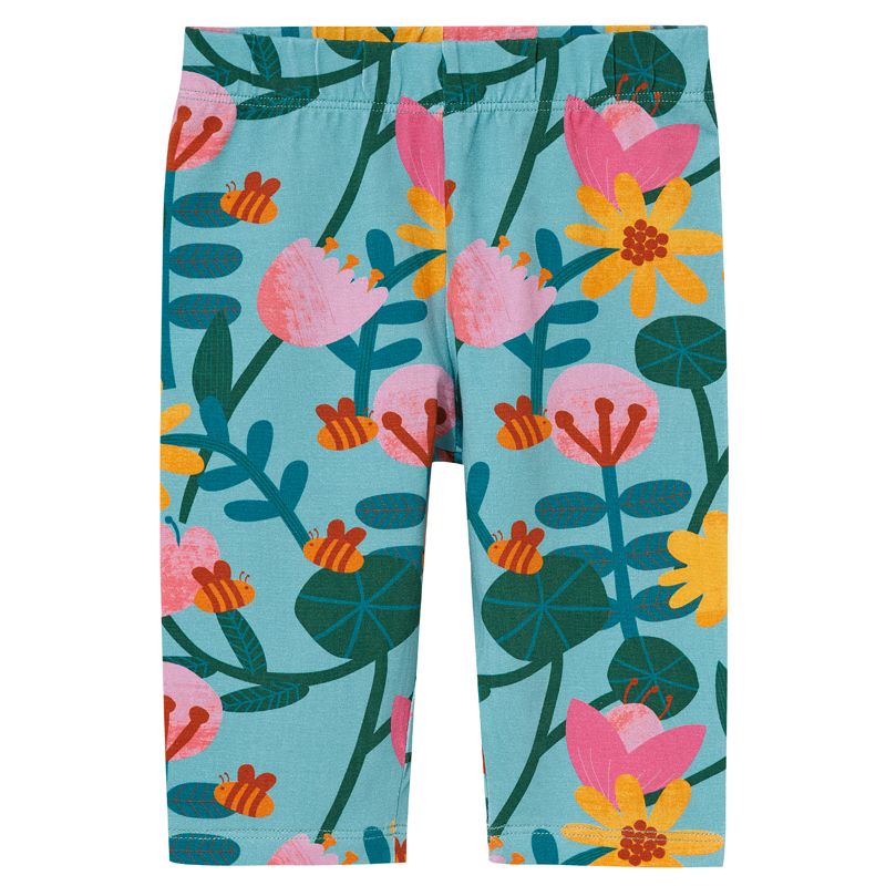 Green Flowers Short Leggings-KuKuKid-Modern Rascals