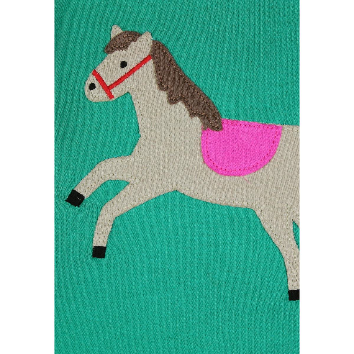 Green Horse Applique Long Sleeve Shirt - 1 Left Size 5-6 years-Toby Tiger-Modern Rascals
