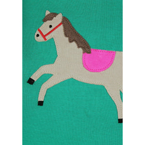 Green Horse Applique Long Sleeve Shirt - 1 Left Size 5-6 years-Toby Tiger-Modern Rascals