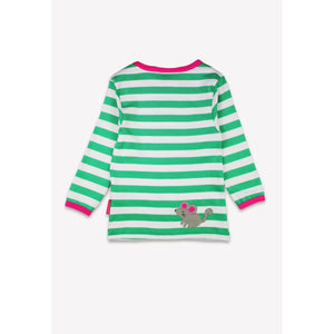 Green Kitten Applique Long Sleeve Shirt-Toby Tiger-Modern Rascals