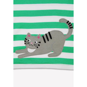 Green Kitten Applique Long Sleeve Shirt-Toby Tiger-Modern Rascals