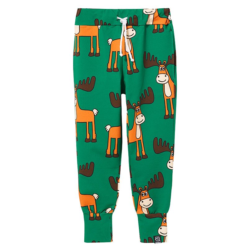 Green Moose Pocket Pants - 1 Left Size 8-10 years-KuKuKid-Modern Rascals
