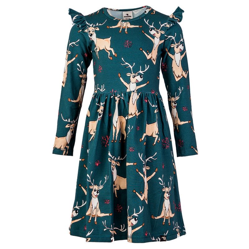 green reindeer dress Bonnie Jean Christmas Dress Reindeer Emerald Green Gold Size 6X Holiday