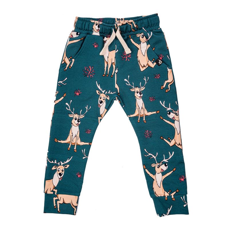 Green Reindeer Sweatpants - 1 Left Size 6-8 years-Mullido-Modern Rascals