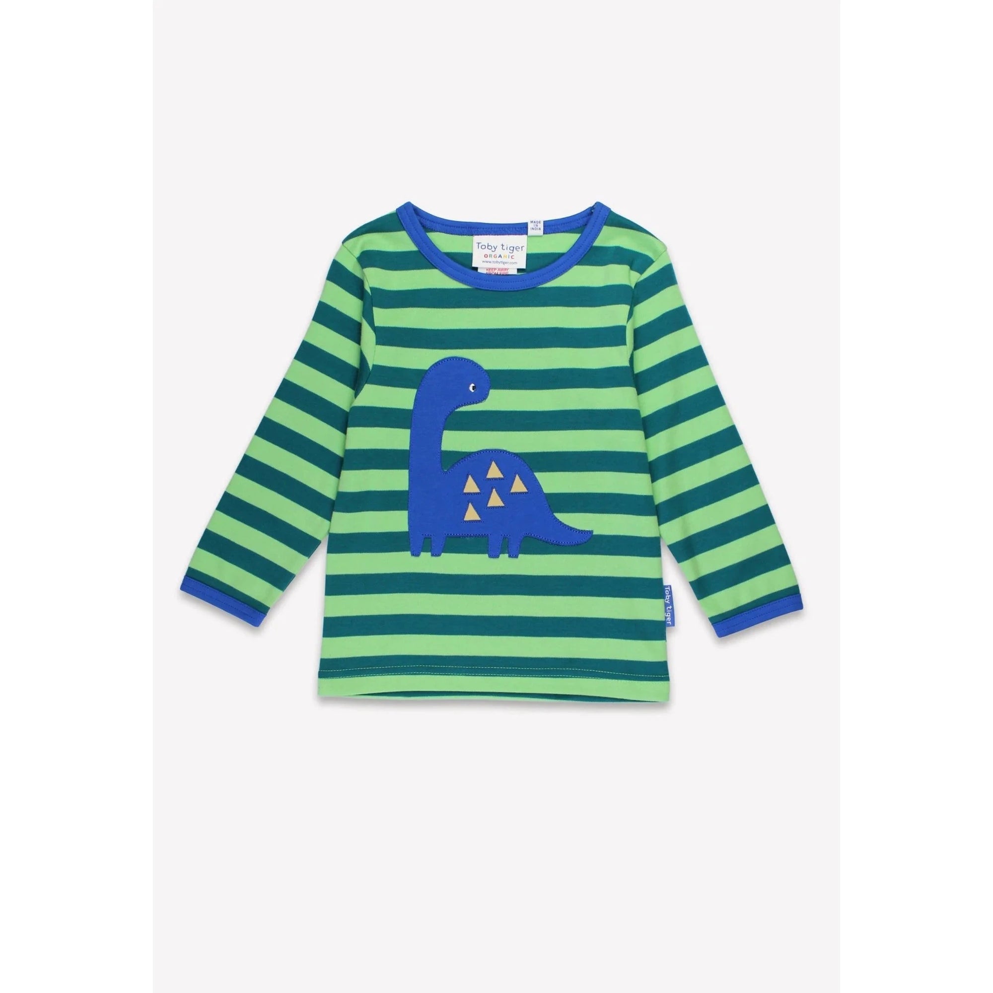 Green Tonal Dinosaur Applique Long Sleeve Shirt-Toby Tiger-Modern Rascals