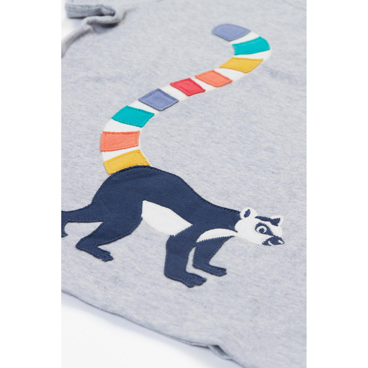 Grey Marl / Lemur Carsen Applique T-Shirt - 1 Left Size 7-8 years-Frugi-Modern Rascals