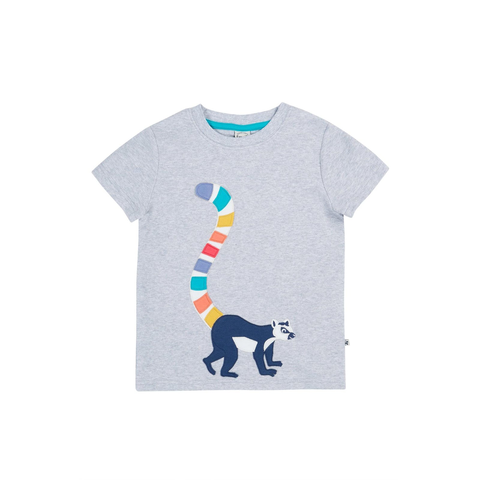 Grey Marl / Lemur Carsen Applique T-Shirt - 1 Left Size 7-8 years-Frugi-Modern Rascals