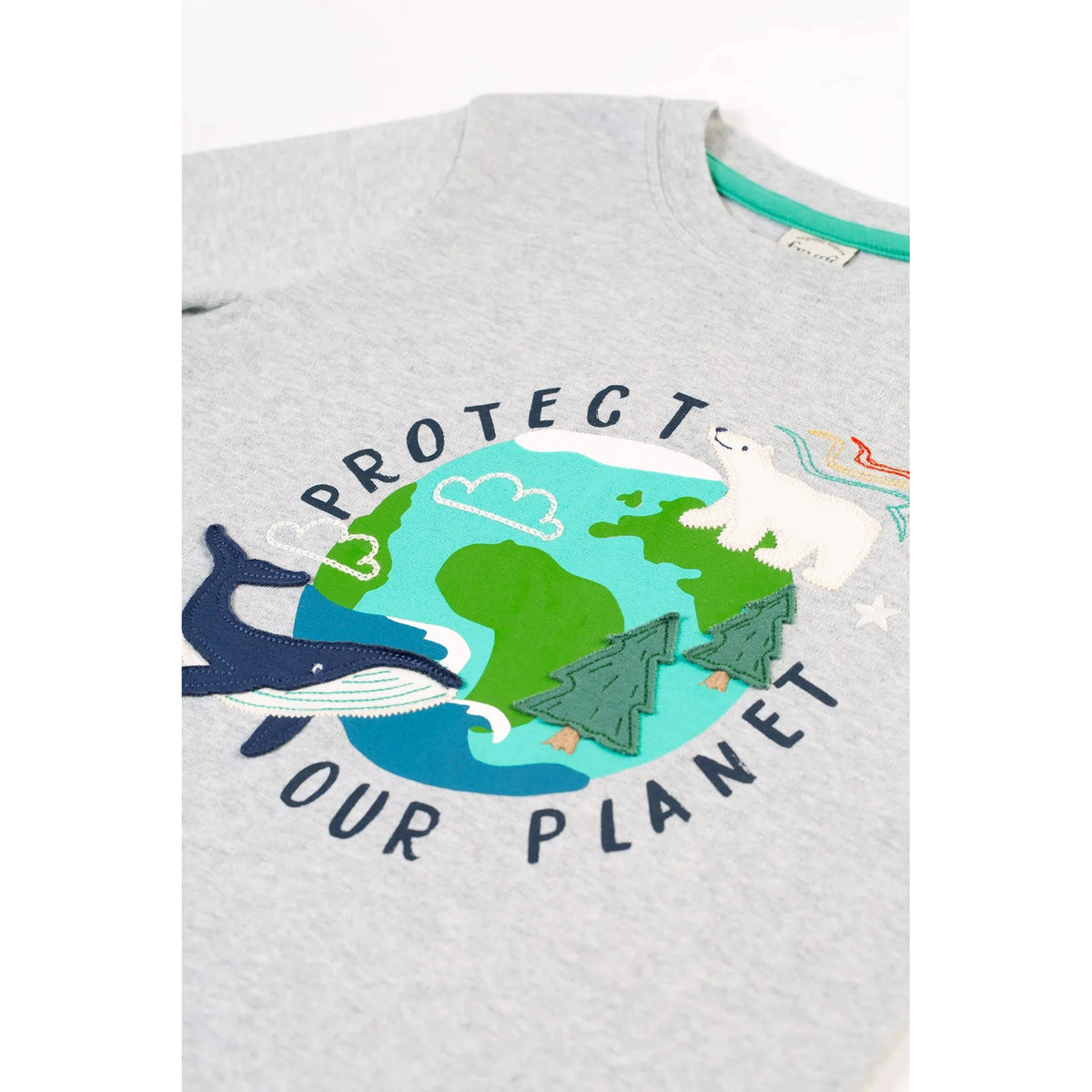 Grey Marl / Protect Your Planet Adventure Applique - 1 Left Size 2-3 years-Frugi-Modern Rascals