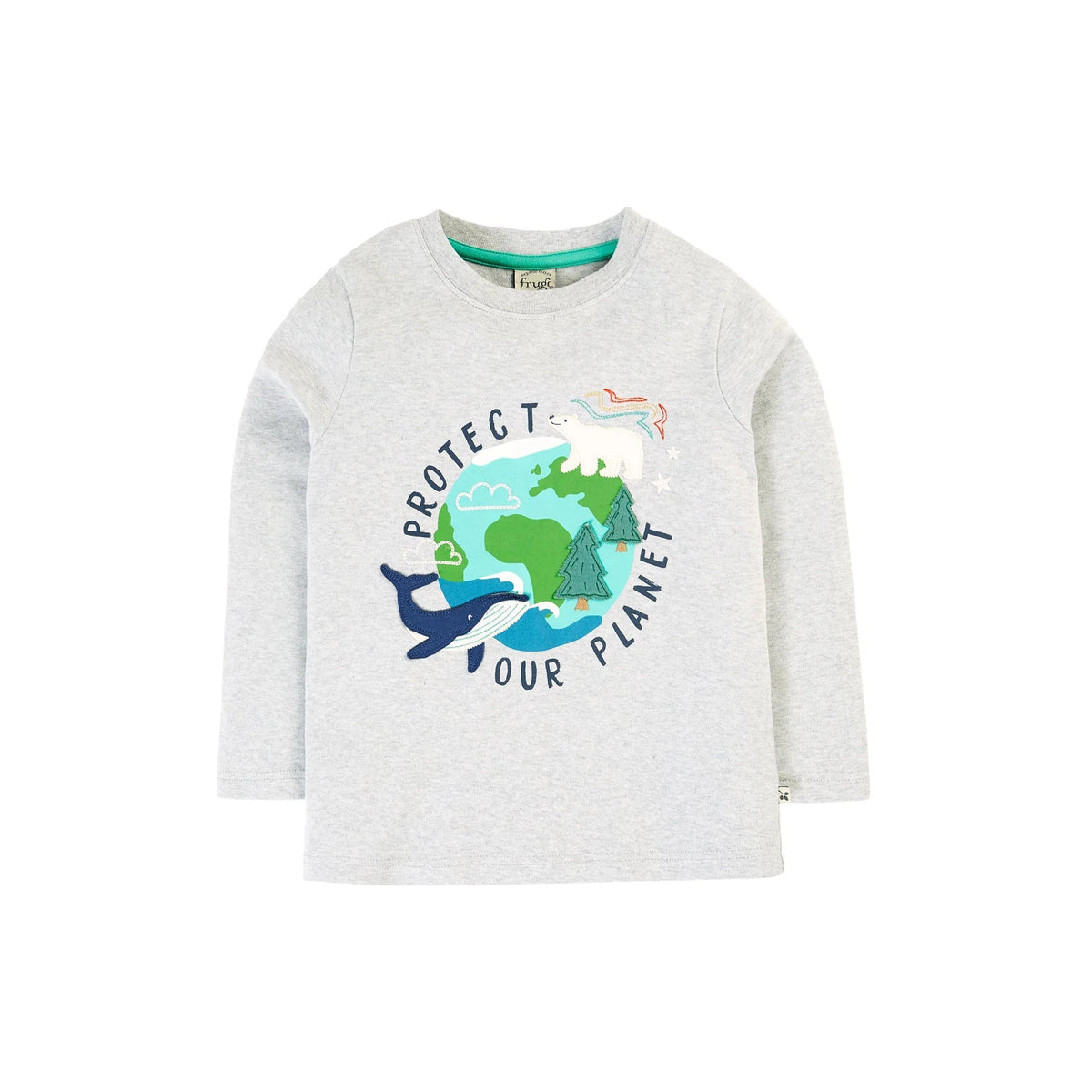 Grey Marl / Protect Your Planet Adventure Applique - 1 Left Size 2-3 years-Frugi-Modern Rascals