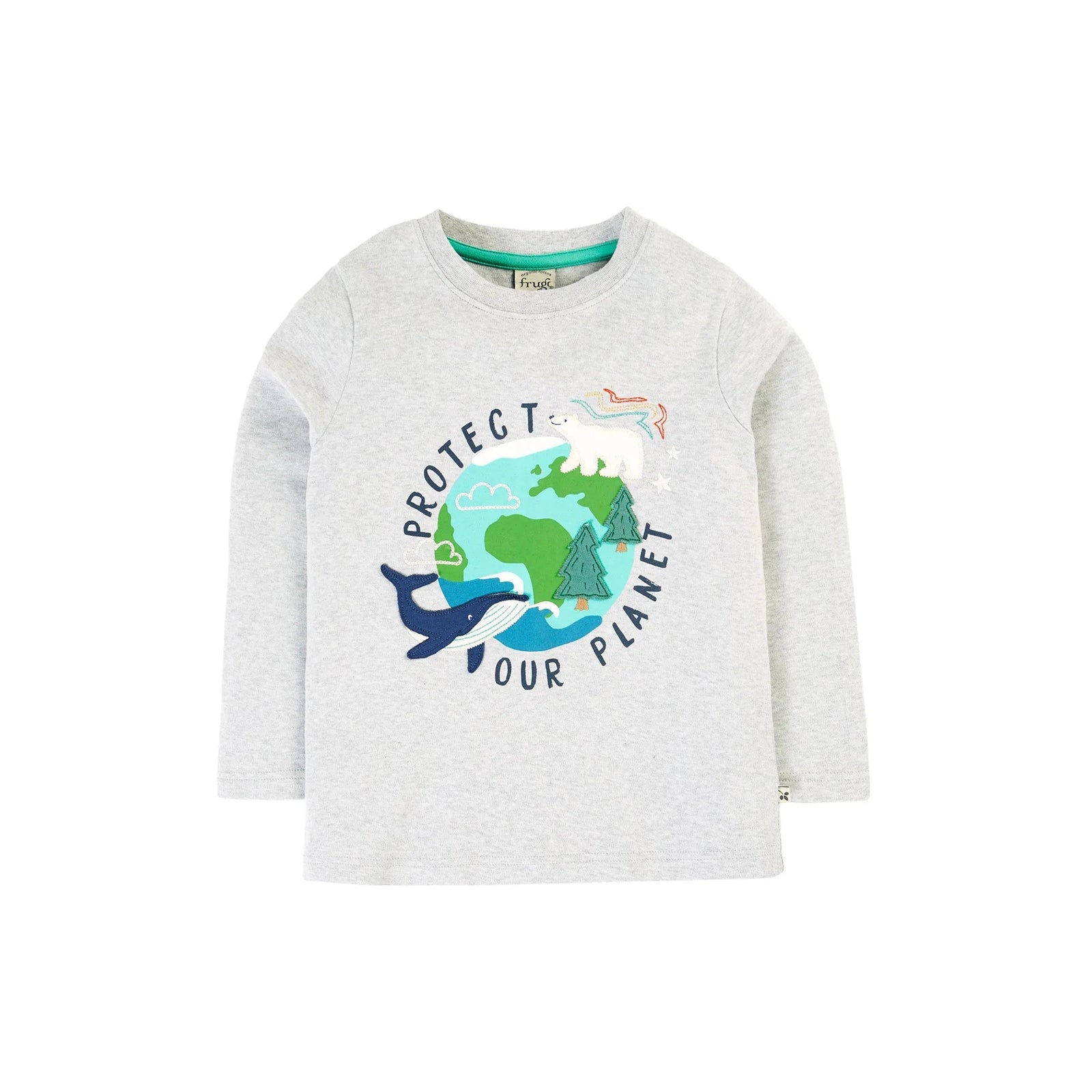 Grey Marl / Protect Your Planet Adventure Applique - 1 Left Size 2-3 years-Frugi-Modern Rascals