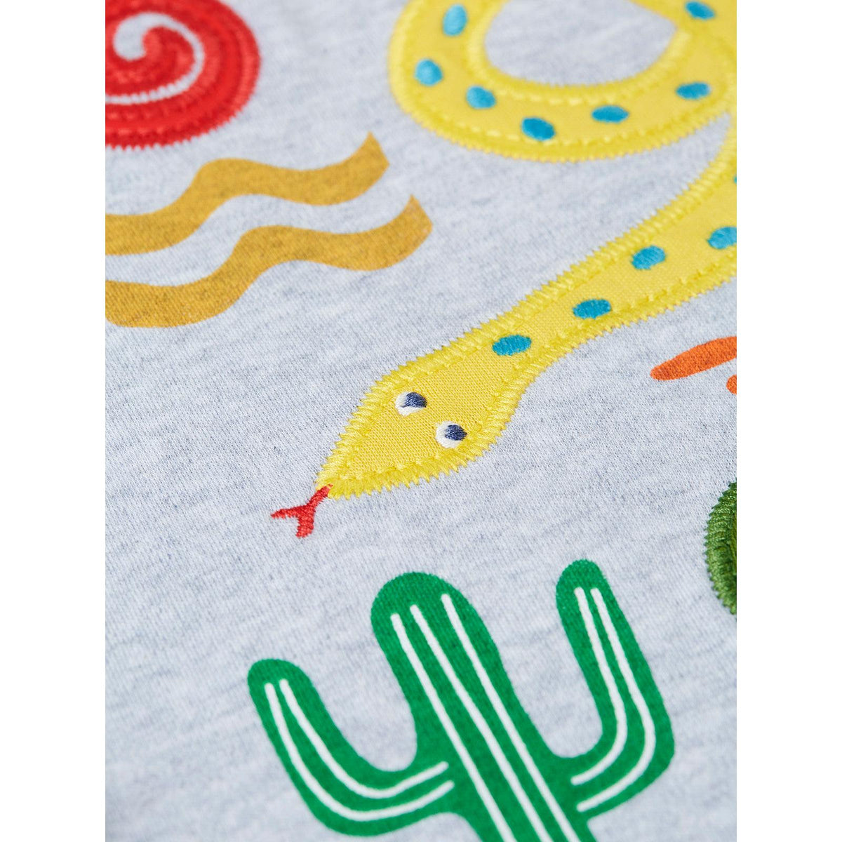 Grey Marl/Amphibians Terrific Applique Top - 2 Left Size 3-4 & 8-9 years-Frugi-Modern Rascals