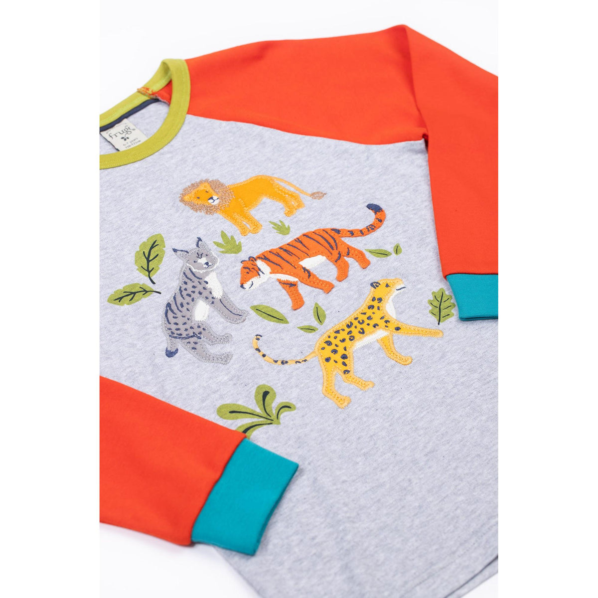 Grey Marl/Big Cats Jake Circular Top - 2 Left Size 8-9 & 9-10 years-Frugi-Modern Rascals