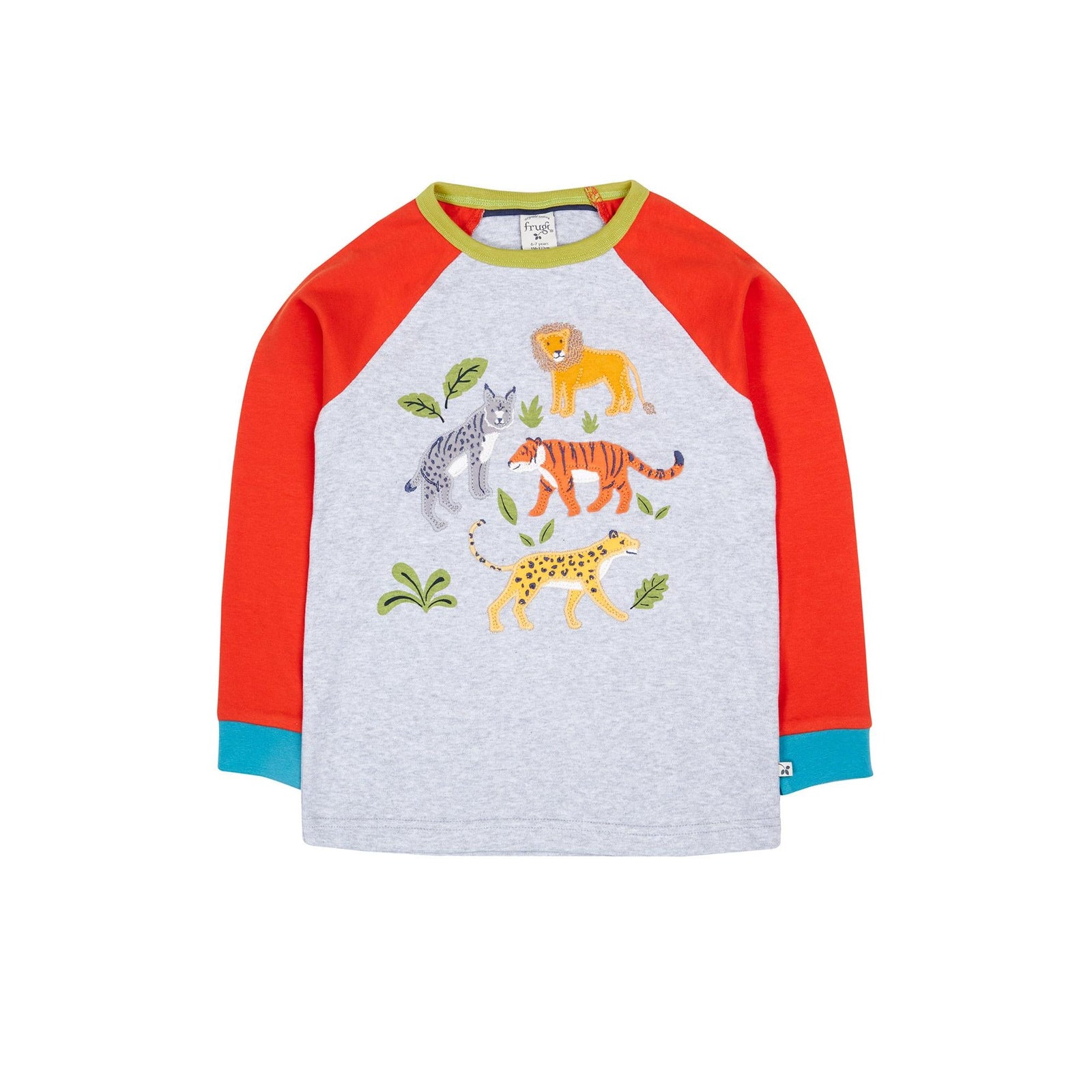 Grey Marl/Big Cats Jake Circular Top - 2 Left Size 8-9 & 9-10 years-Frugi-Modern Rascals