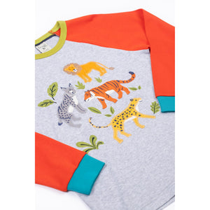 Grey Marl/Big Cats Jake Circular Top-Frugi-Modern Rascals
