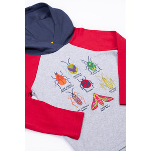 Grey Marl/Bugs Compass Hooded Top - 2 Left Size 2-3 & 10-11 years-Frugi-Modern Rascals