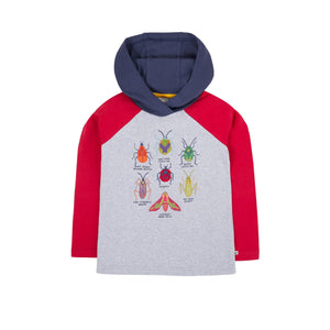 Grey Marl/Bugs Compass Hooded Top - 2 Left Size 2-3 & 10-11 years-Frugi-Modern Rascals